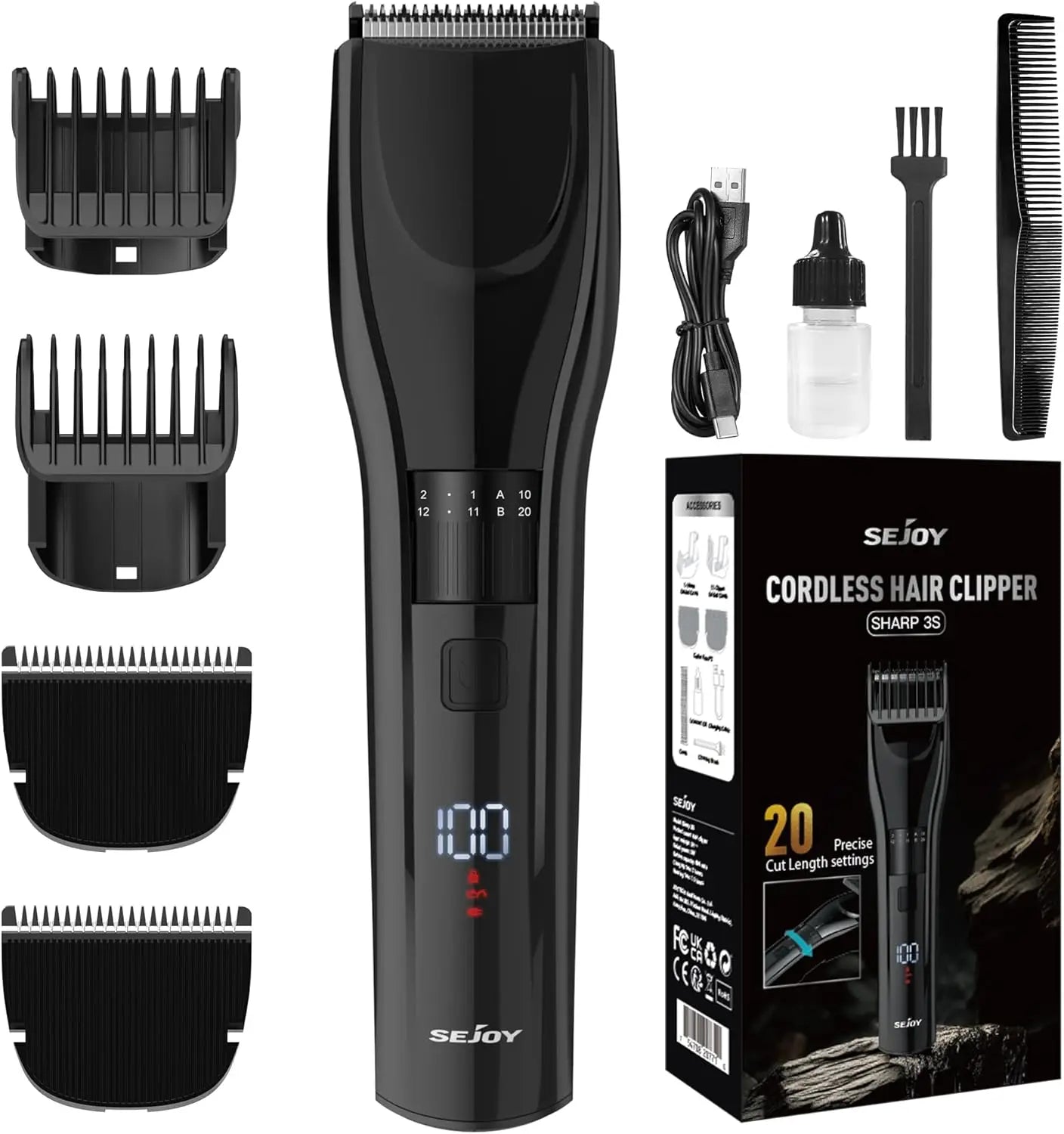 SEJOY Hair Clippers for Men Cordless Clippers for Hair Cutting Professional Men's Hair Clippers Rechargeable Hair Trimmer