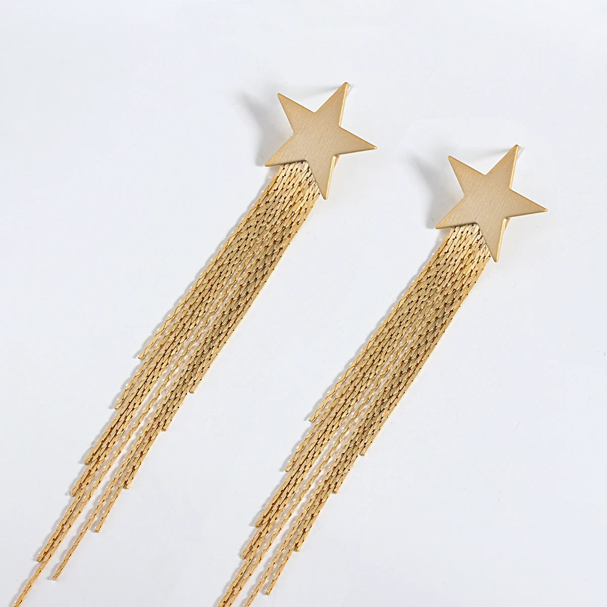 AENSOA Gold Star Tassel Drop Earrings for Women