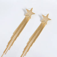 AENSOA Gold Star Tassel Drop Earrings for Women