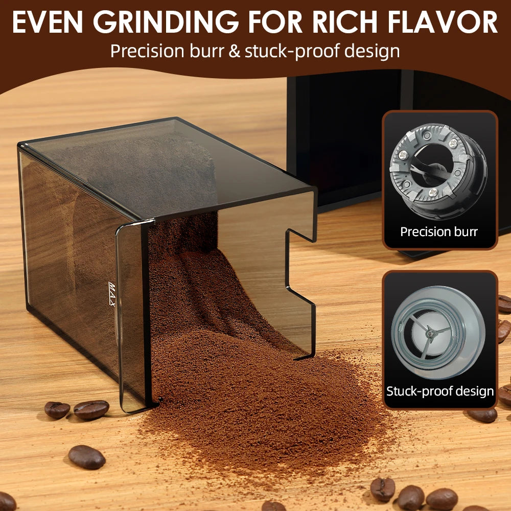 Electric Burr Coffee Grinder – 28 Settings, 2–12 Cups