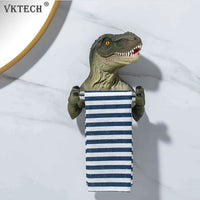 Resin Dinosaur Toilet Paper Holder WC Tissue Rack Punch-free Shelf Bathroom Wall-mounted Tissue Rack Roll Paper Hanger Rack for