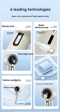 Xiaomi MIJIA Handheld High-speed Fan USB Charge Mini Portable 100 Speed Turbo Violent Small Outdoor Powerful Fan 3000mAh Battery