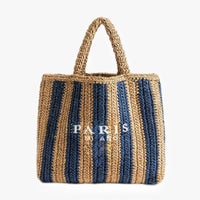 Women's Summer Beach Straw Style Tote Bag Handwoven Large Capacity Luxury Designer Travel Handbags Casual Portable Shoulder Bags