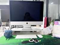 Double-Layer Wooden Computer Monitor Stand with Storage