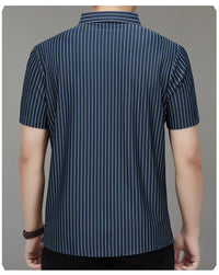 Men’s Striped Short Sleeve Shirt – Business Casual Summer