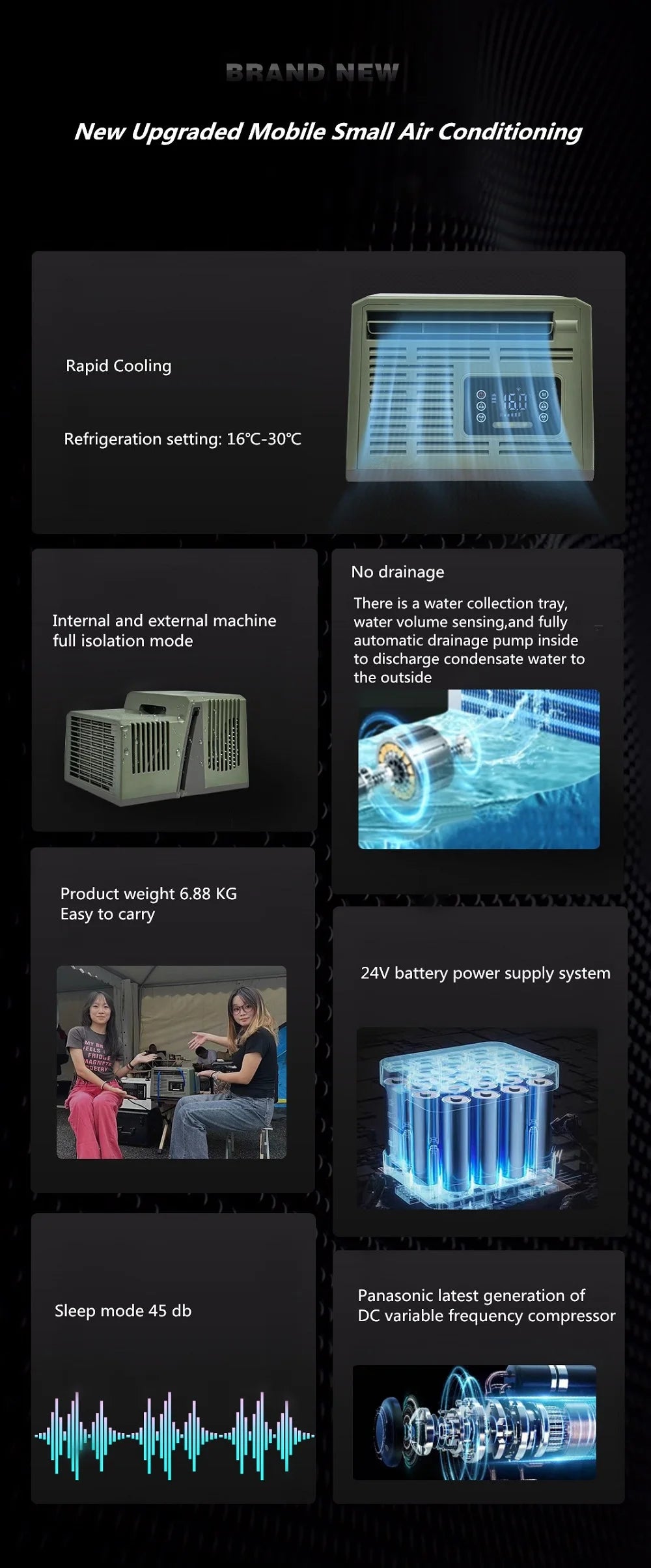 Outdoor Camping No Installation Mobile Air Conditioning Portable Parking Tent No Drainage Mini Refrigeration Air Conditioning