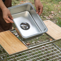 Stainless Steel Camping Sink Camping Table Sink Basin for Picnic Camping RV