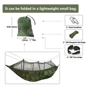 Swallowtail Camping Hammock with Mosquito Net & Rainfly
