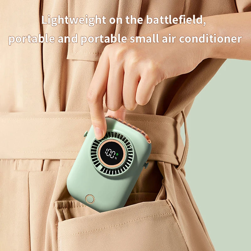 Portable Hanging Neck Fan with LED & 5 Speeds