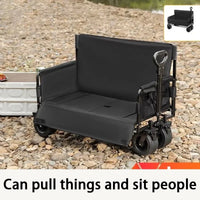 Foldable Camping Handcart with Sofa Seat Outdoor Storage