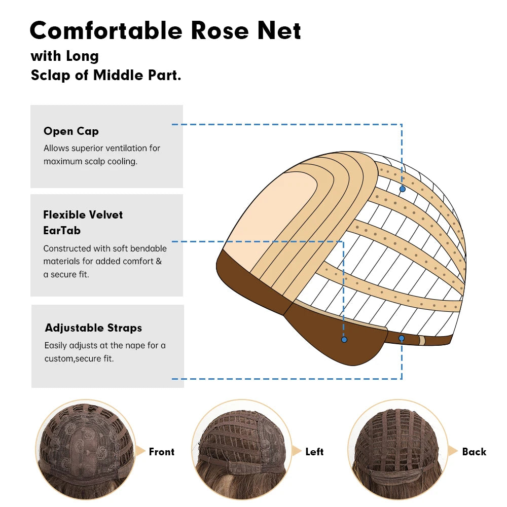 Reddish Brown Straight Layered Synthetic wig with Bangs Long hair Copper Ginger Wig for Women Daily Use Heat Resistant Wigs