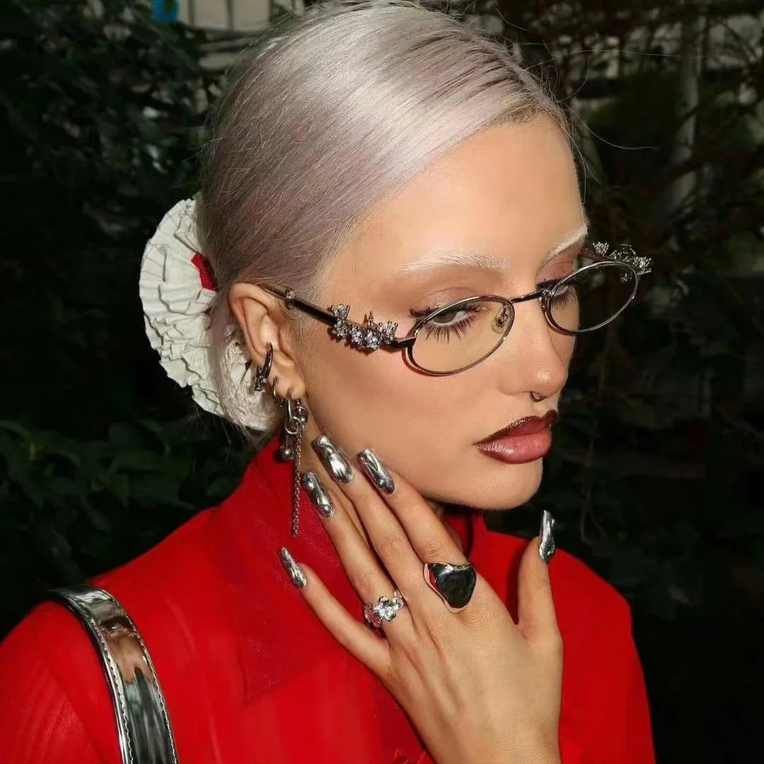 Oval Bling Sunglasses – Metal Frame Fashion Eyewear