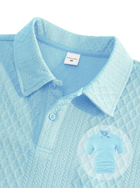 Men’s Summer Jacquard Polo Shirt – Casual Short Sleeve