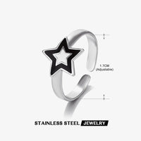 Stainless Steel White Black Enamel Rings for Women Gold Color Heart Star Geometric Open Rings Fashion Jewelry Gift Wholesale