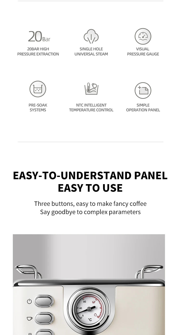 20 Bar Italian Espresso Coffee Machine – Semi-Automatic