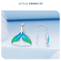 Bamoer 925 Silver Mermaid & Starfish Ocean Hoop Earrings