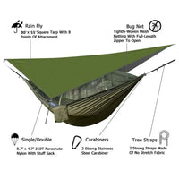 Swallowtail Camping Hammock with Mosquito Net & Rainfly