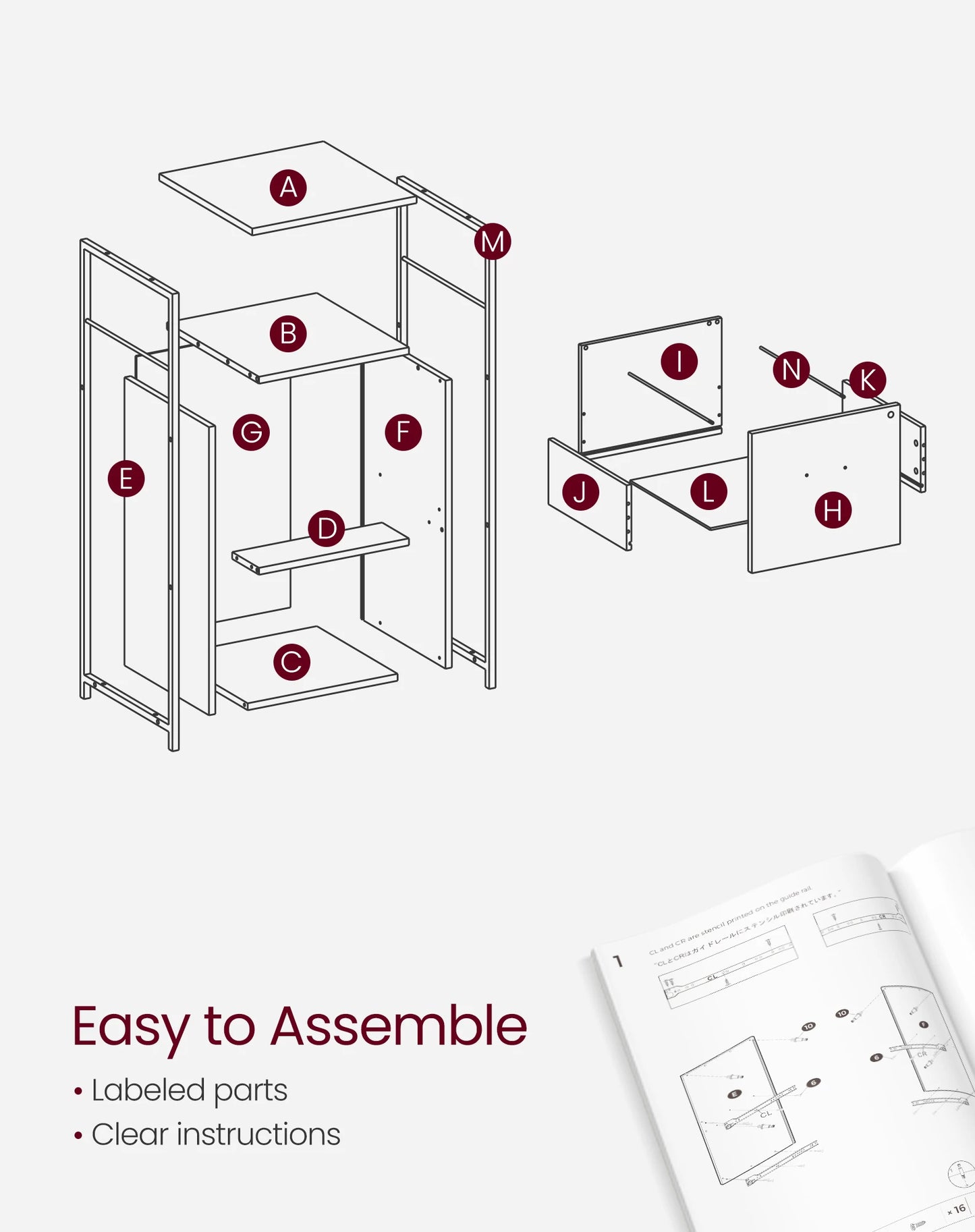 VASAGLE Filing Cabinet for Home Office, File Cabinet with 2 Drawers, Open Shelf, Steel Frame, for A4 and Letter Sized Files