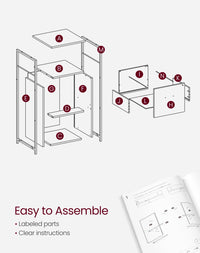 VASAGLE Filing Cabinet for Home Office, File Cabinet with 2 Drawers, Open Shelf, Steel Frame, for A4 and Letter Sized Files