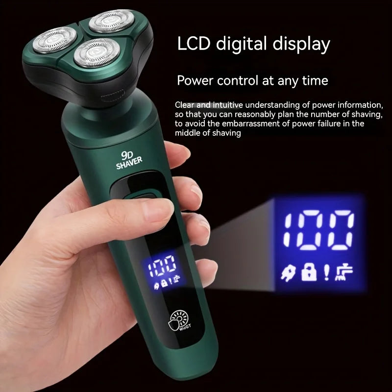 LED Digital Electric Shaver with Trimmer & Nose Hair
