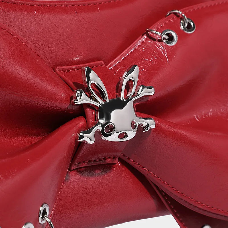 Spice Girl Rivet Bolsos Mujer Motorcycle Bow Bag Underarm Shoulder Bags American Style Sac Femme New Adjustable Strap Bolso