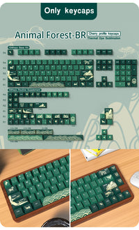 Animal Forest Green Cherry Profile Keycap Set ISO Layout