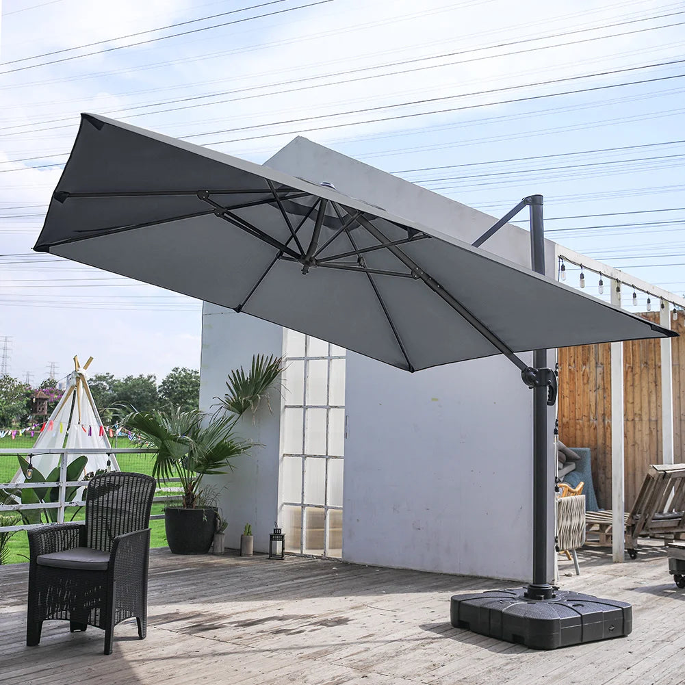 Breeins 3M Tilting Aluminium Cantilever Parasol – Dark Grey