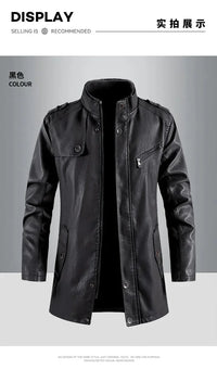 Men’s Slim Winter Leather Jacket with Fleece Lining