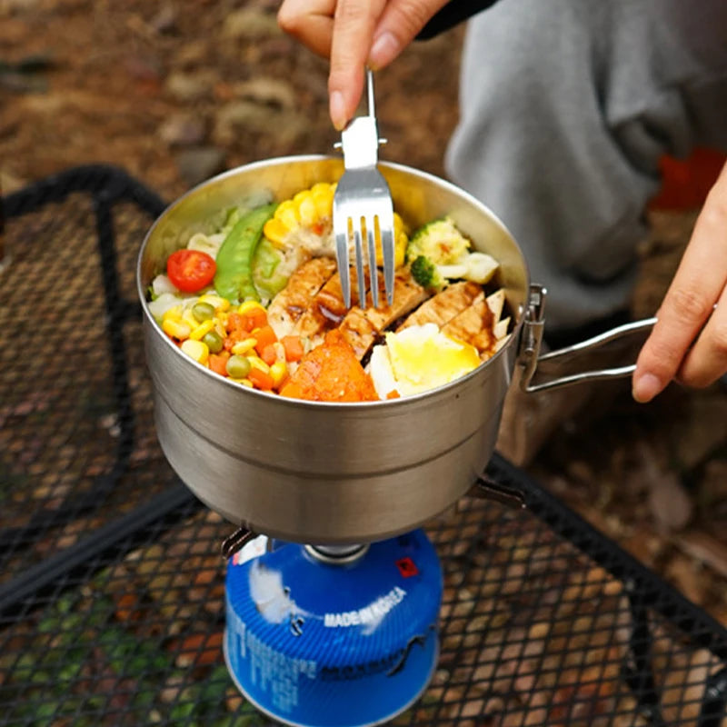 Portable Stainless Steel Camping Pot for Outdoor Cooking