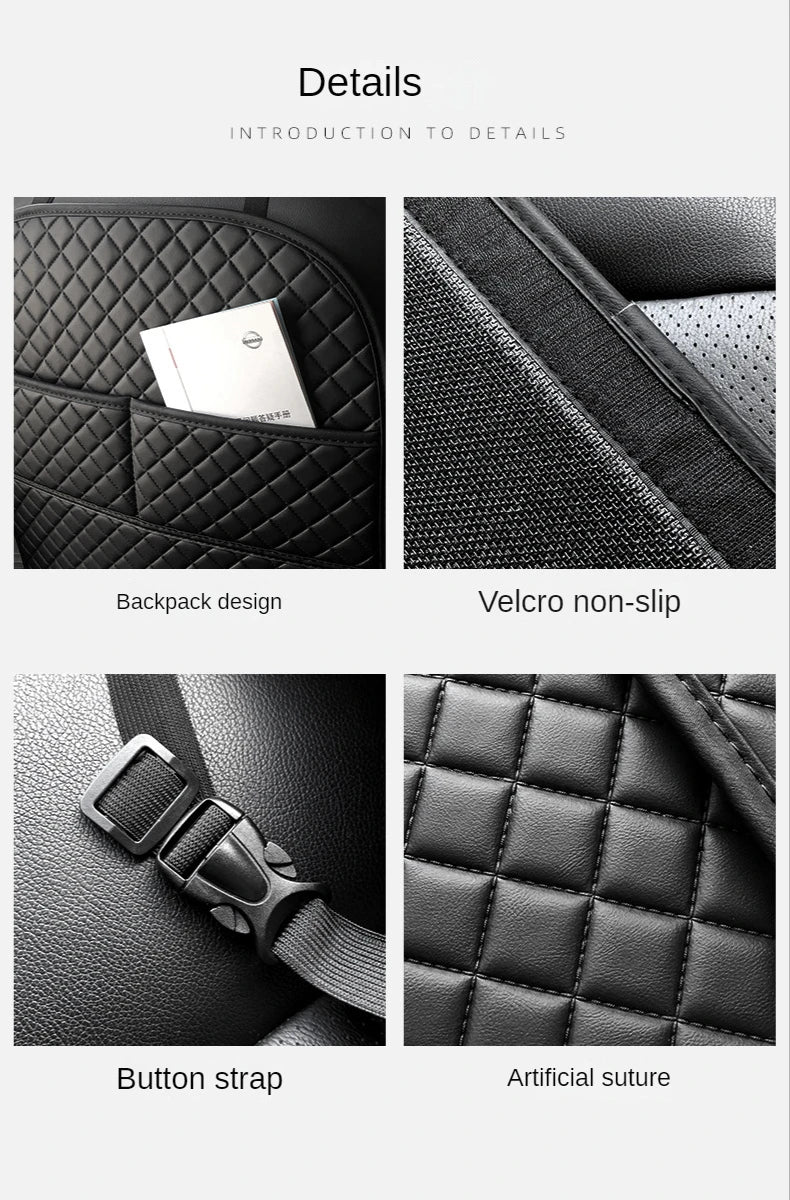 Car Anti Kicks Pad With Organizer Pocket Leather Universal Seat Back Leather Protector Cover Waterproof Backseat Child Kick Mats