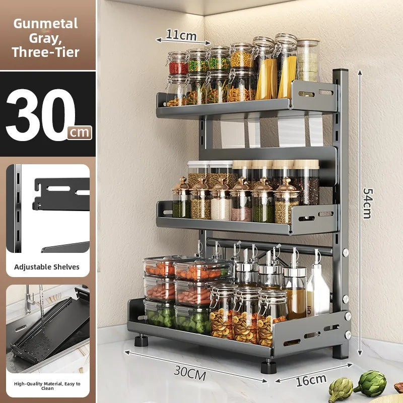 Multi-Layer Kitchen Storage Rack Carbon Steel for Spices and Tools