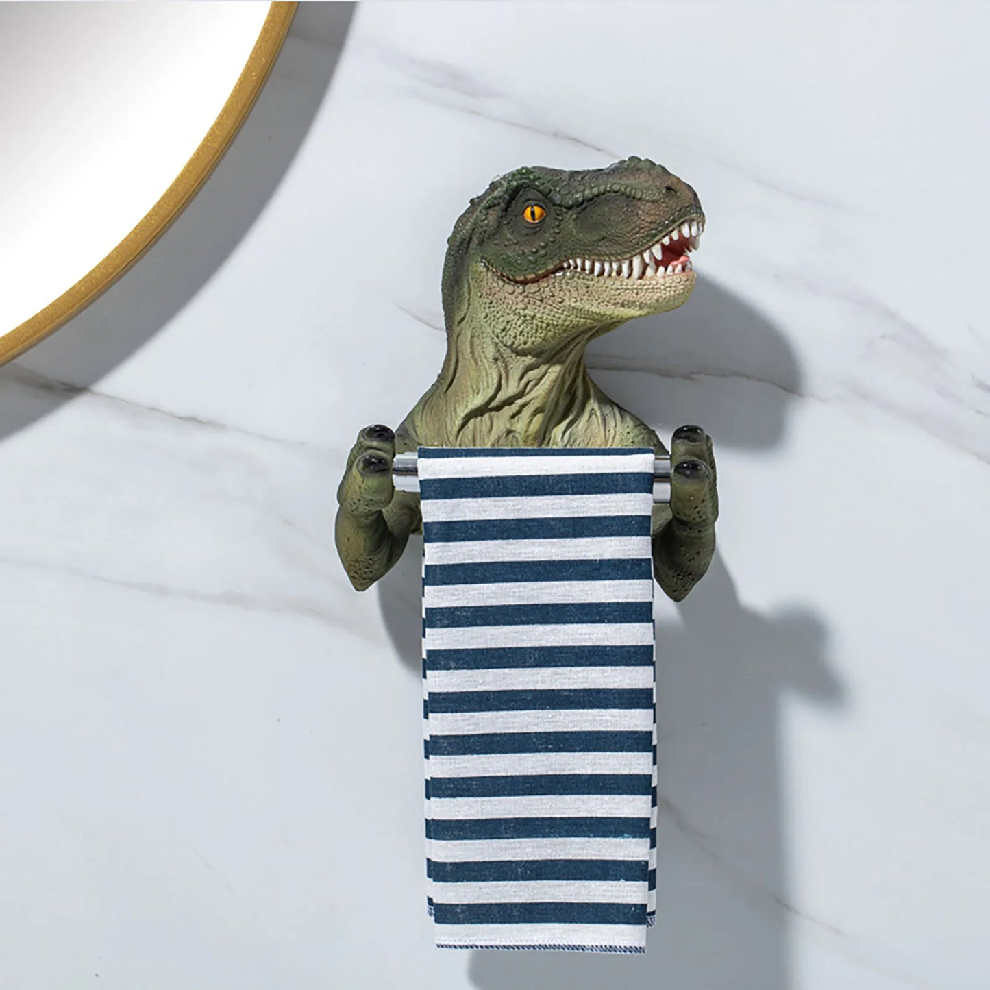 Resin Dinosaur Toilet Paper Holder WC Tissue Rack Punch-free Shelf Bathroom Wall-mounted Tissue Rack Roll Paper Hanger Rack for