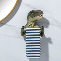 Resin Dinosaur Toilet Paper Holder WC Tissue Rack Punch-free Shelf Bathroom Wall-mounted Tissue Rack Roll Paper Hanger Rack for