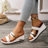 Women's Peep Toe Wedge Sandals – Summer Slip-On Shoes