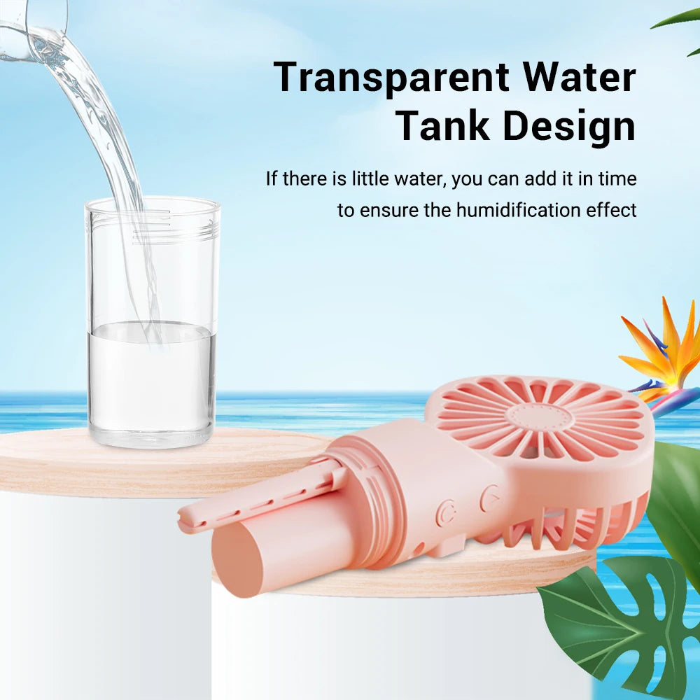Portable Handheld Mist Fan USB Rechargeable Folding Hand Fan With Water Spray Mist Portable USB Mini Charging Fan Office Fan