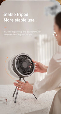 Rechargeable Camping Fan with LED Light – Portable 10000mAh