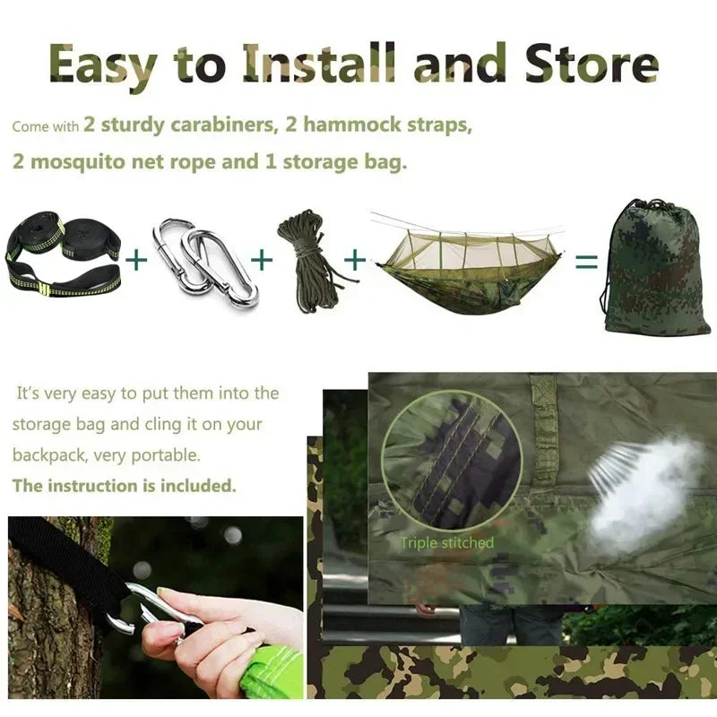 Swallowtail Camping Hammock with Mosquito Net & Rainfly
