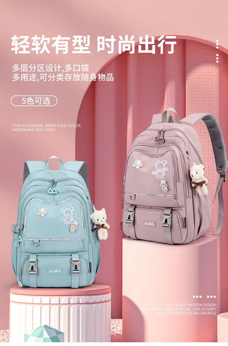 Children School Bags For Girls Large Schoolbag Kawaii Primary School Backpack Kids Book Bag Waterproof Laptop Travel Rucksack