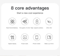 3-in-1 Mini Portable Neck & Handheld Fan with Power Bank