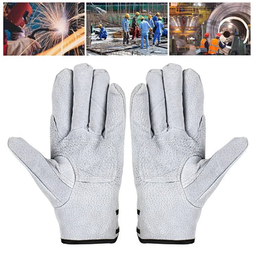 Work Gloves Cowhide Leather Welding Gloves Heat Resistant Security Protection Safety Work Gloves for Welder Cutting Gardening