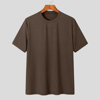 Summer Men's Clothing Light Luxury T Shirt Leisure Long Sleeve O Neck Drapped Solid Color Loose Basic Shirt Popular Knitwear