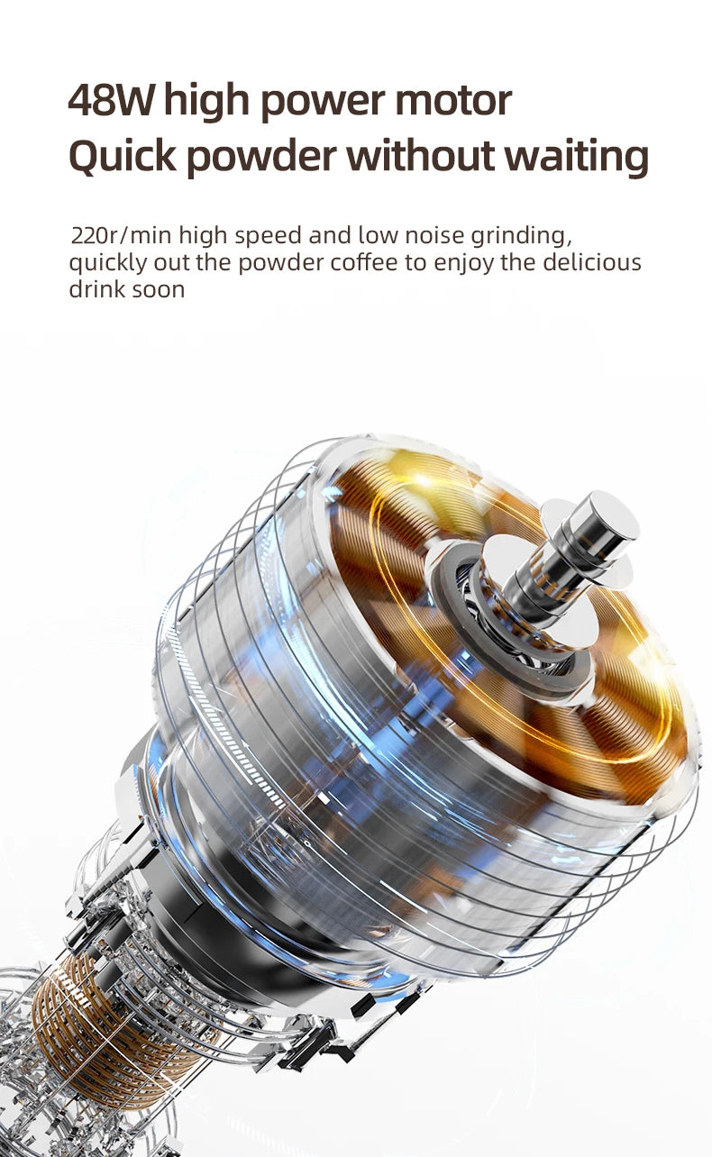 STARSEEKER EDGE Stainless Steel Burr Coffee Grinder 48MM Espresso Stepless Fineness Adjustment Electric Coffee Grinders Black