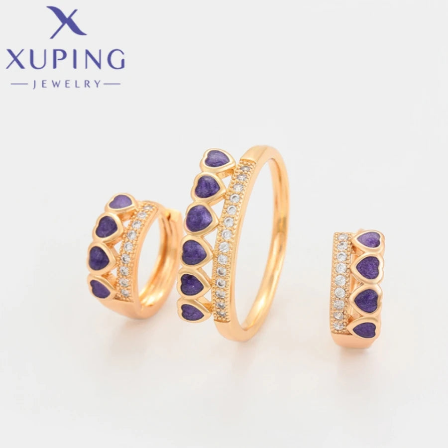 Xuping  Jewelry New Exquisite Style Pearl Round Shape Gold Color Rings Earrings Set for Women Set Party Wish Gifts 6533810