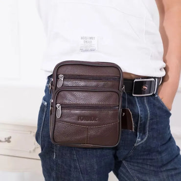 Retro Genuine Leather Men’s Crossbody Shoulder Belt Bag