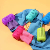 Sport Towel with Mini Silicon Gel Set Portable Breathable Sweat Absorption  Fitness Sport GYM Running Outdoor Quick Dry Cool