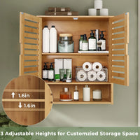 Wall Mounted Bathroom Cabinet Storage Shelf Bamboo Medicine Cabinet