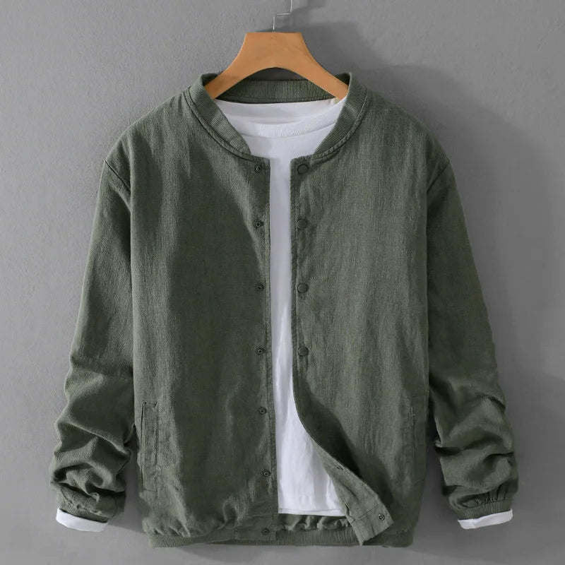 Men’s Cotton Linen Jacket – Casual Travel Stand Collar