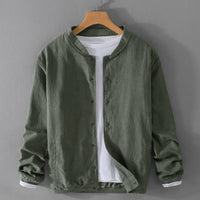 Men’s Cotton Linen Jacket – Casual Travel Stand Collar