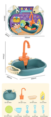 Kids Kitchen Sink Toy Set – Electric Pretend Play Dishwasher