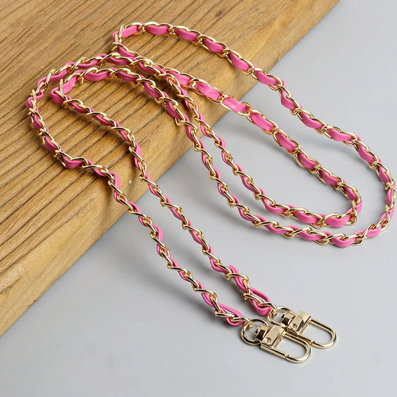 PU Leather Metal Chain Accessories Crossbody Shoulder Portable Wrist Bag Chain Strap Replacement Luggage Accessories Versatile